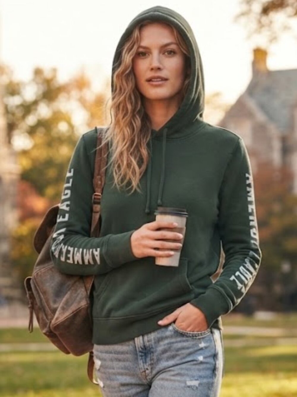 American Eagle Outfitters Green Super Soft Pullover Hoodie Sweatshirt Size XS